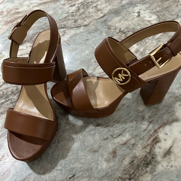 Michael Kors Shoes - Michael Kors Camel Block Heel Sandals Sz 8 — 4.5” heel.